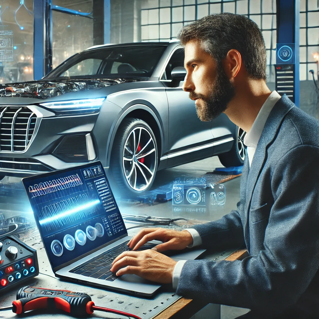فحص كمبيوتر السيارات الألمانية في ورشة صيانة ألماني - مركز كار إنجين